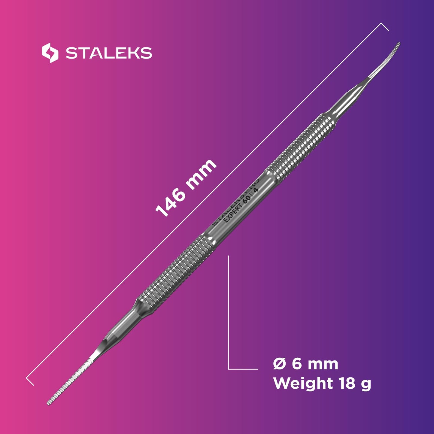 Staleks Pro Pedicure Toenail File Expert 60 Type 4 – Dual-Ended Narrow Ingrown Nail File – Stainless Steel