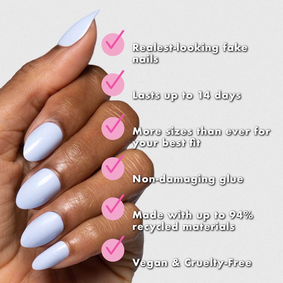 Instant Mani Summer Press-On Nails - Non-Toxic, Long-Lasting | 42 Fake Nails in 21 Sizes | Medium Almond Shape