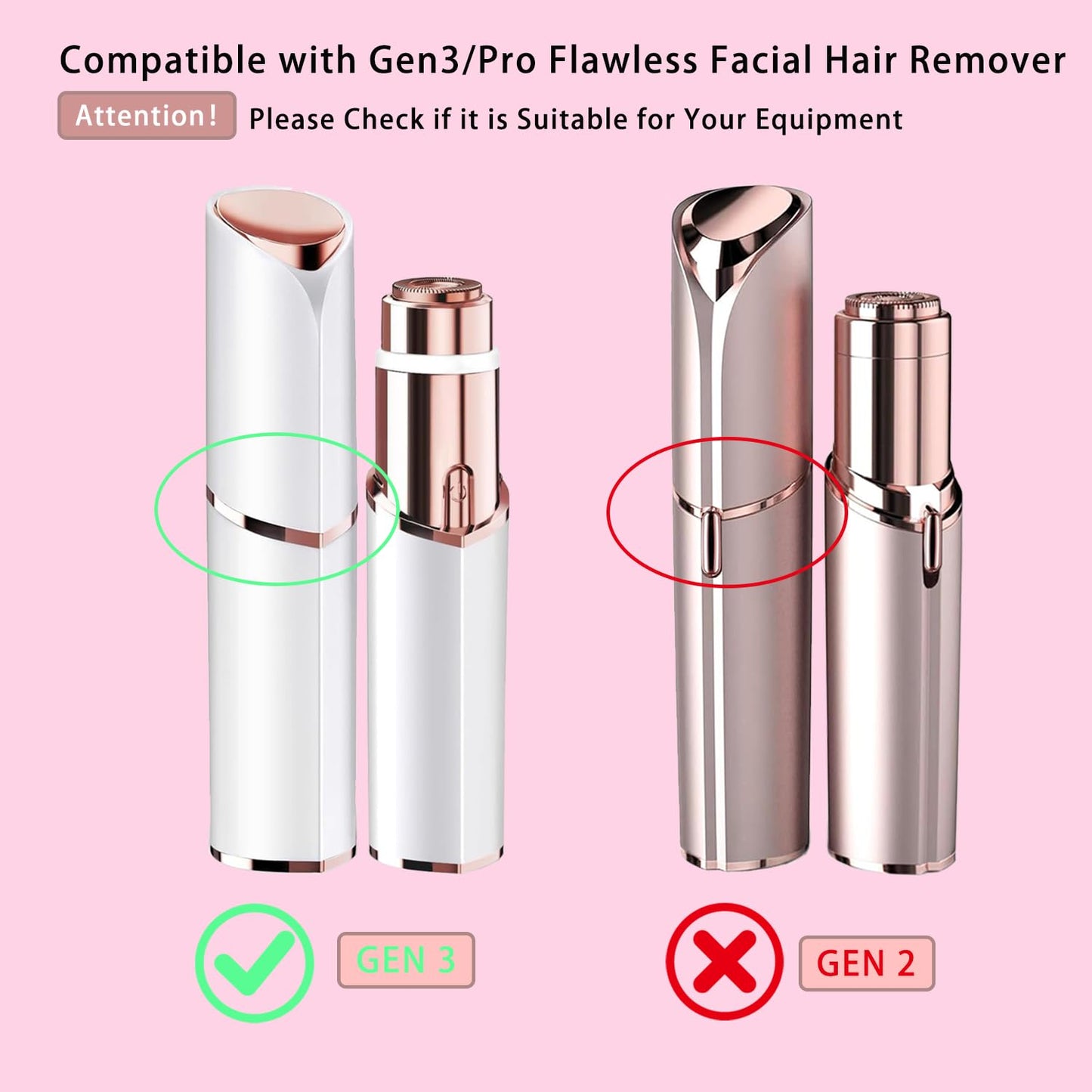 FUHKQE Replacement Heads Compatible with Finishing Touch Flawless Gen 3 Facial Hair Remover, Rose Gold Replacement Blades for Women’s Facial Hair Removal Device (6 Packs)