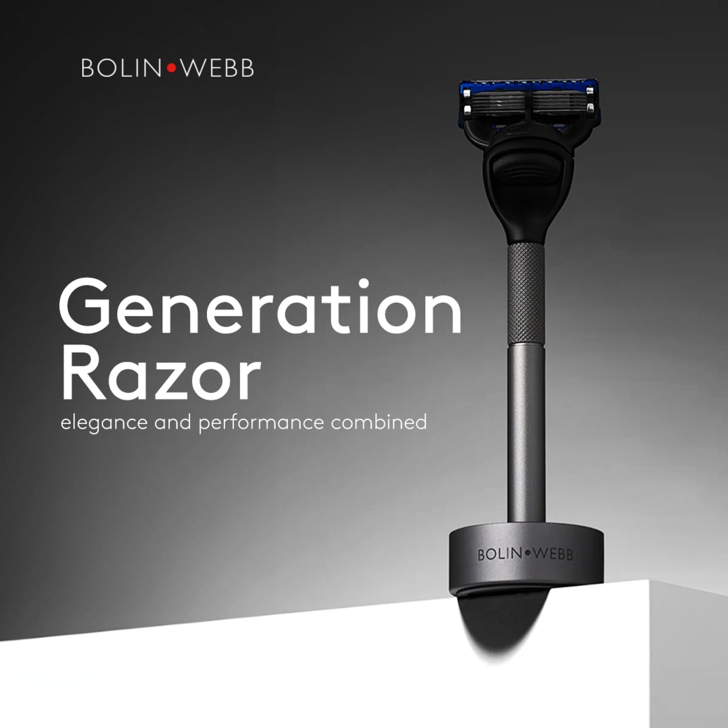 Bolin Webb Generation Razor & Stand - Luxury Razors for Men with Gillette Fusion 5 Blades, Premium Aluminum Shaving Razor for Smooth, Comfortable Shave, Ideal Gift & Daily Grooming Set (Graphite)