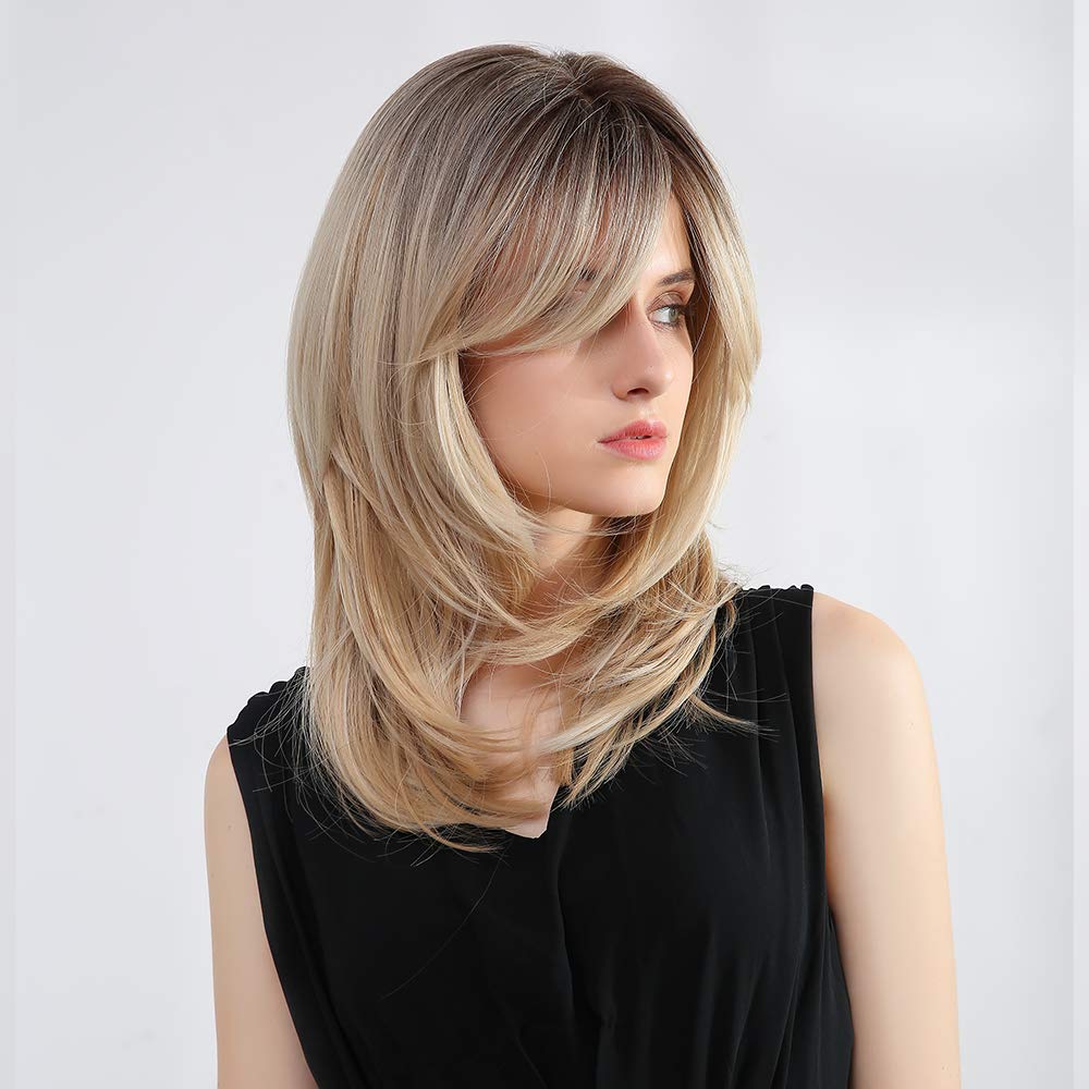 Long Layered Blonde Wig - Synthetic Hair with Bangs | Natural Wavy, Heat Resistant for Daily & Party Wear
