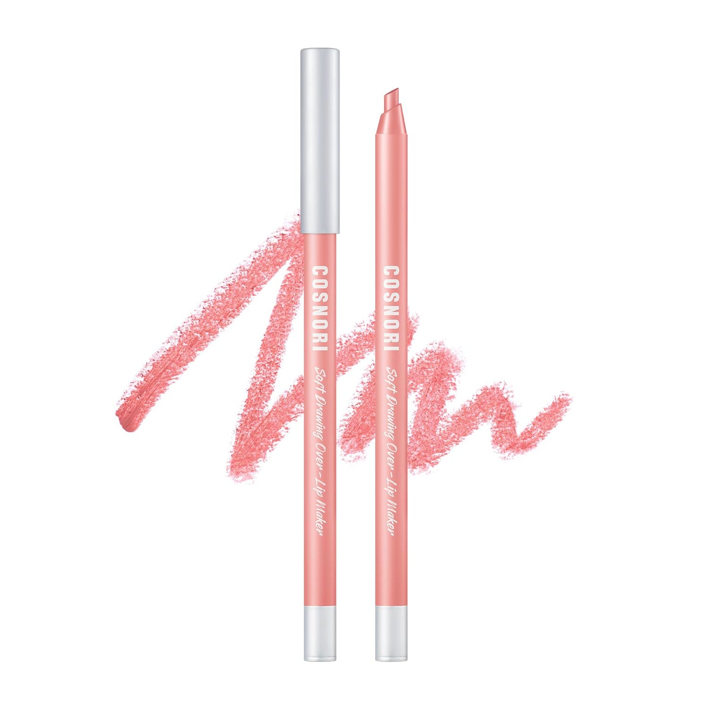 COSNORI Soft Drawing Overlip Maker - Long-Lasting Creamy Lip Liner, Easy-Blend, Multi-Use, Vegan Lip Pencil (02 DRY ROSE)