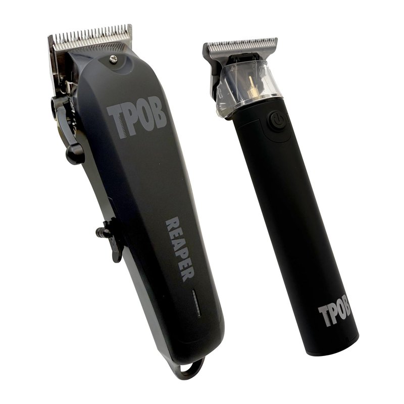 TPOB Slime 2 Ghost Black Clipper Trimmer Set Barber Hair Clippers for Men 6800 RPM with Rubber Case (Black)