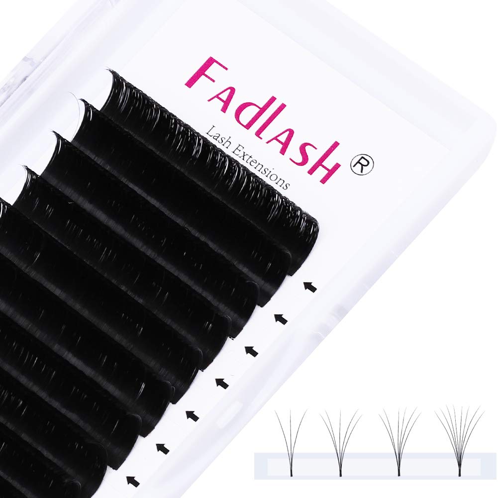 Easy Fan Lash Extensions - D Curl 0.07 Volume Mixed Trays | Soft Individual Lashes 8-14mm