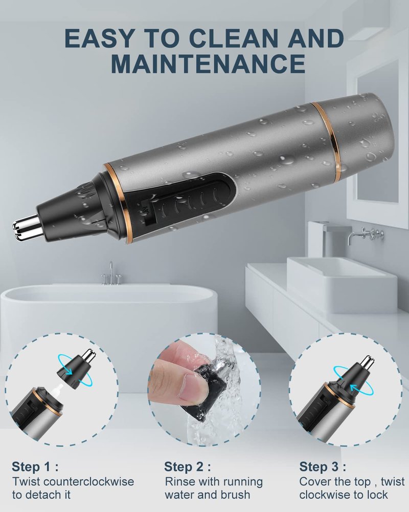 AREYZIN Nose Hair Trimmer for Men 2026 Professional Painless Rechargeable Nose Trimmer for Men and Women, Eyebrow Facial Hair Trimmer, Powerful Motor, IPX7 Waterproof, Dual Edge Blades