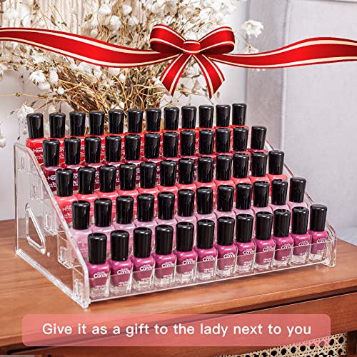 5-Tier Acrylic Nail Polish & Sunglasses Organizer - Tool-Free Display Shelf