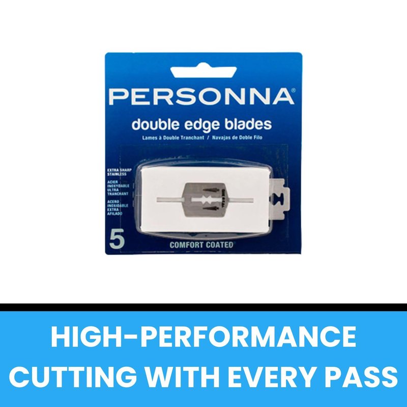 Personna DE Stainless Steel Double Edge Blades - 4" Length, 4.25" Width, 0.5" Height, 5-Pack - 60-0141-NUPC