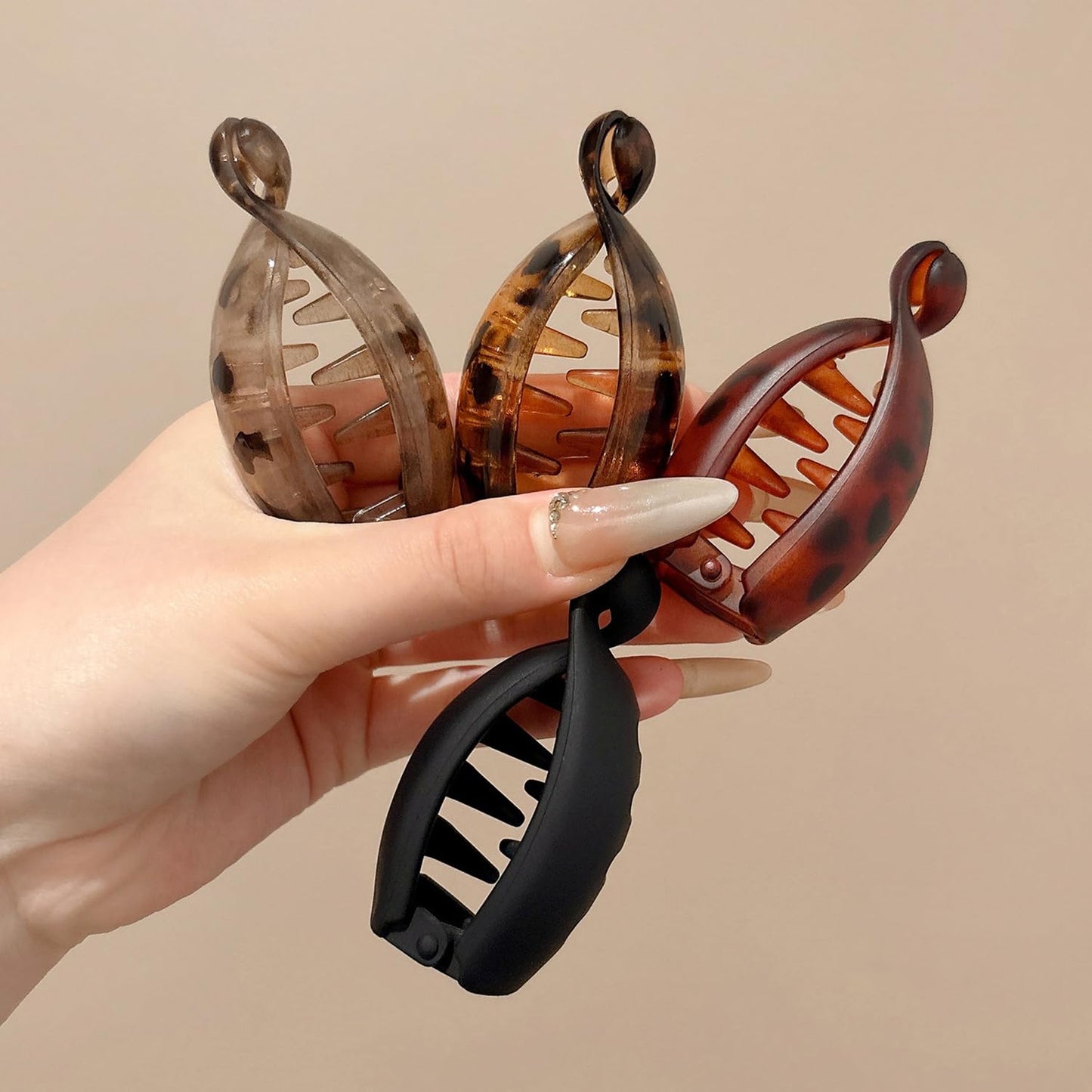 Small Banana Hair Clips - 4Pcs Matte Vintage Claw Clips | Strong Hold Hair Accessories for Thick & Thin Hair