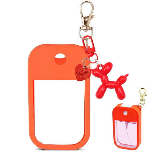 LEISENOR Silicone Case Compatible with Touchland Hand Sanitizer Spray, Protective Case with Keychain for Power Mist and Glow Mist 1 fl oz 30ml, Hand Sanitizer Spray Accessory orange
