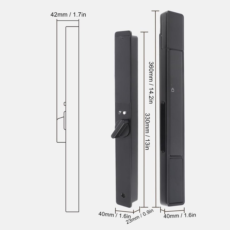 Saluaqui Slim Smart Door Lock, Keyless Entry Door Lock, Sliding Smart Patio Door Handle Set, Bluetooth Digital Keypad Fingerprint Smart Mortise Patio Door Lock for Home Glass Sliding Door
