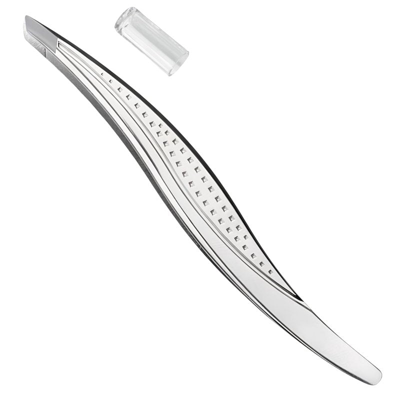 Eyebrow Tweezers – Precision Slant Tip Stainless Steel Tweezers for Ingrown Hair Removal, Professional Salon Grade, Non-Slip Grip