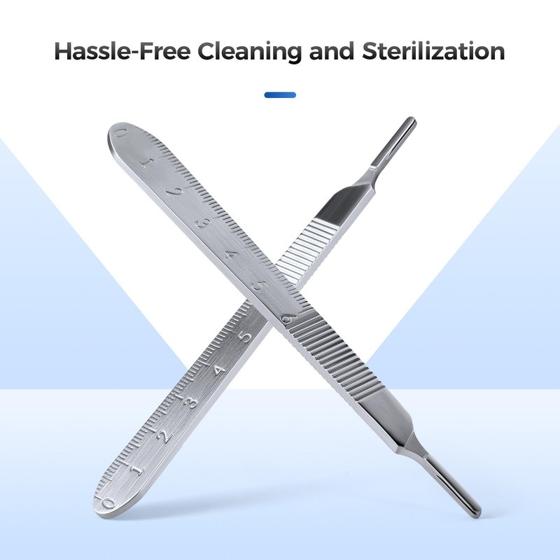 JMU 2 Pcs Scalpel Handle No 3, Stainless Steel Dermaplane Handle for Blades No. 10 10R 11 12 13 14 15 15A and 15C