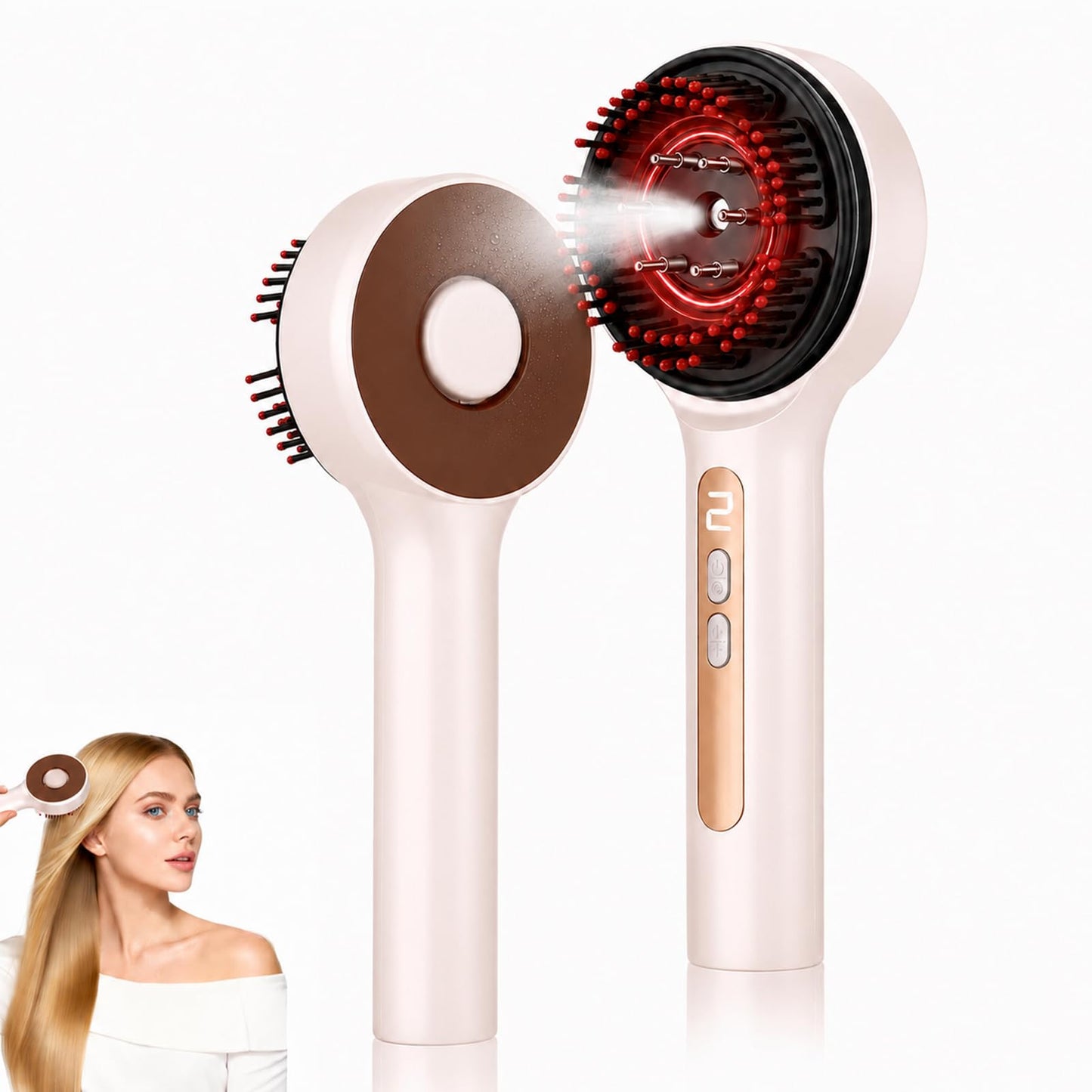 Gewaizhuan Electric Scalp Massager, 3-in-1 Hair Oil Applicator with Nano Mist, IPX7 Waterproof Scalp Scrubber, Portable Head Massager Scalp Brush for Home & Travel (White)