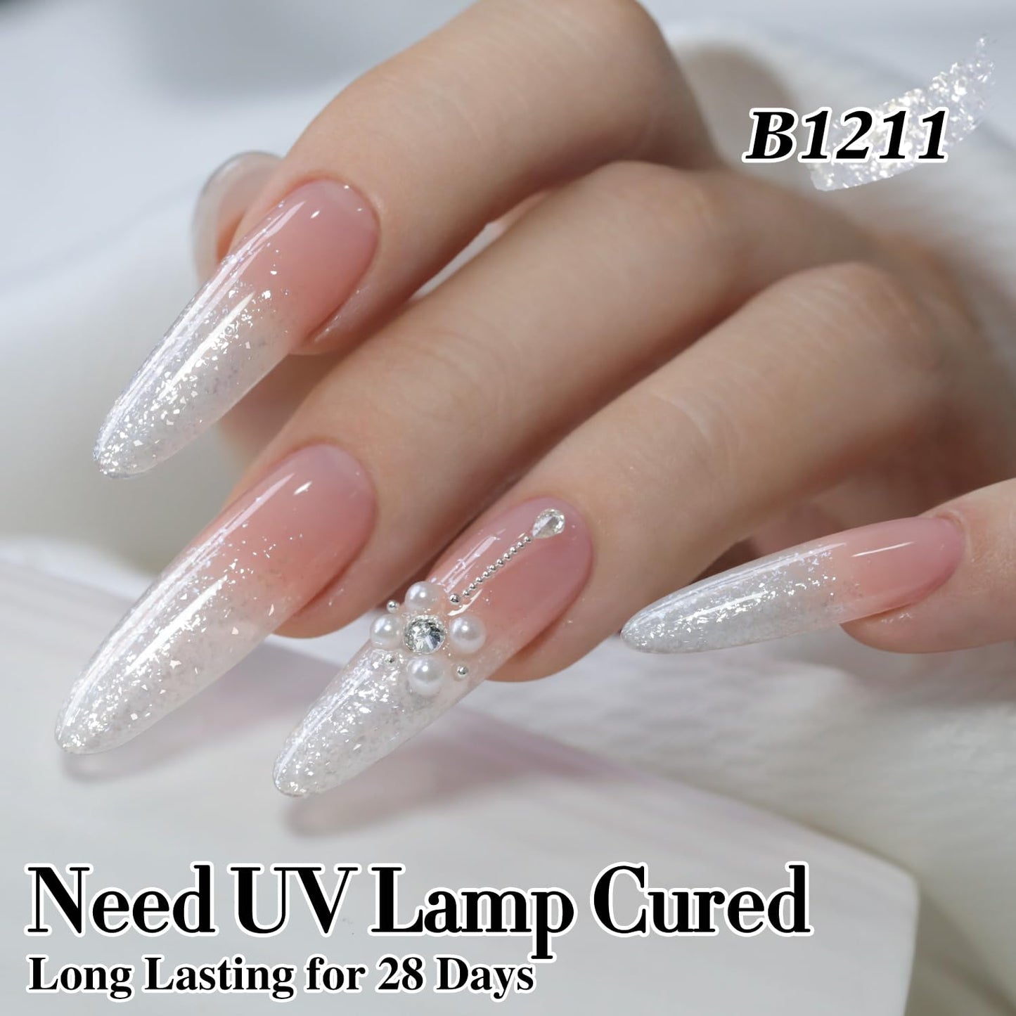 Double Rhythm 15ML Glitter Gel Polish Shimmer Reflective Holographic Color Magnetic for Nail Art Salon DIY at Home (Snow Glitter-B1211)