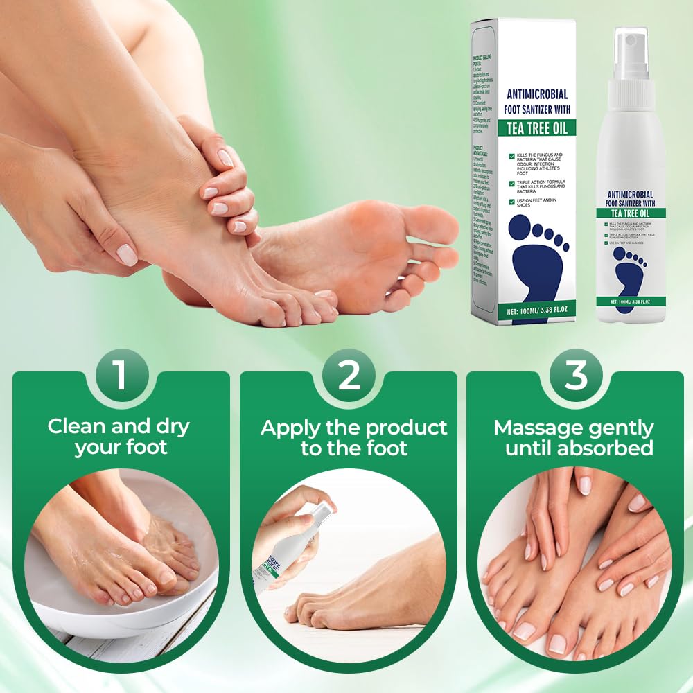 Foot Spray with Tea Tree Oil, Tea Tree Oil Feet Spray for Foot & Shoe Deodorizer Spray, Odor Control Quick Drying Freshener Odor Eliminator for Daily Feet Care (1pcs)