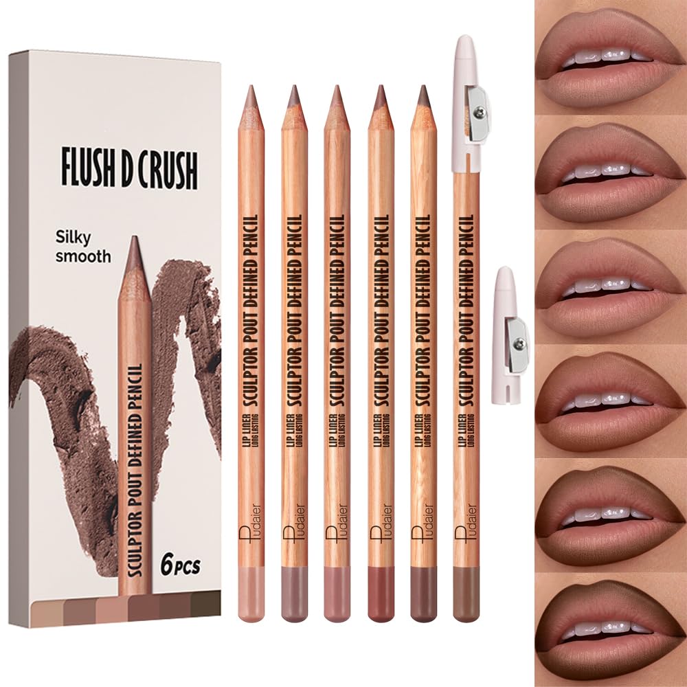 Classic Matte Finish Lip Liner Set - 12 High Pigmented Waterproof Shades for Women | Define & Sculpt Lips