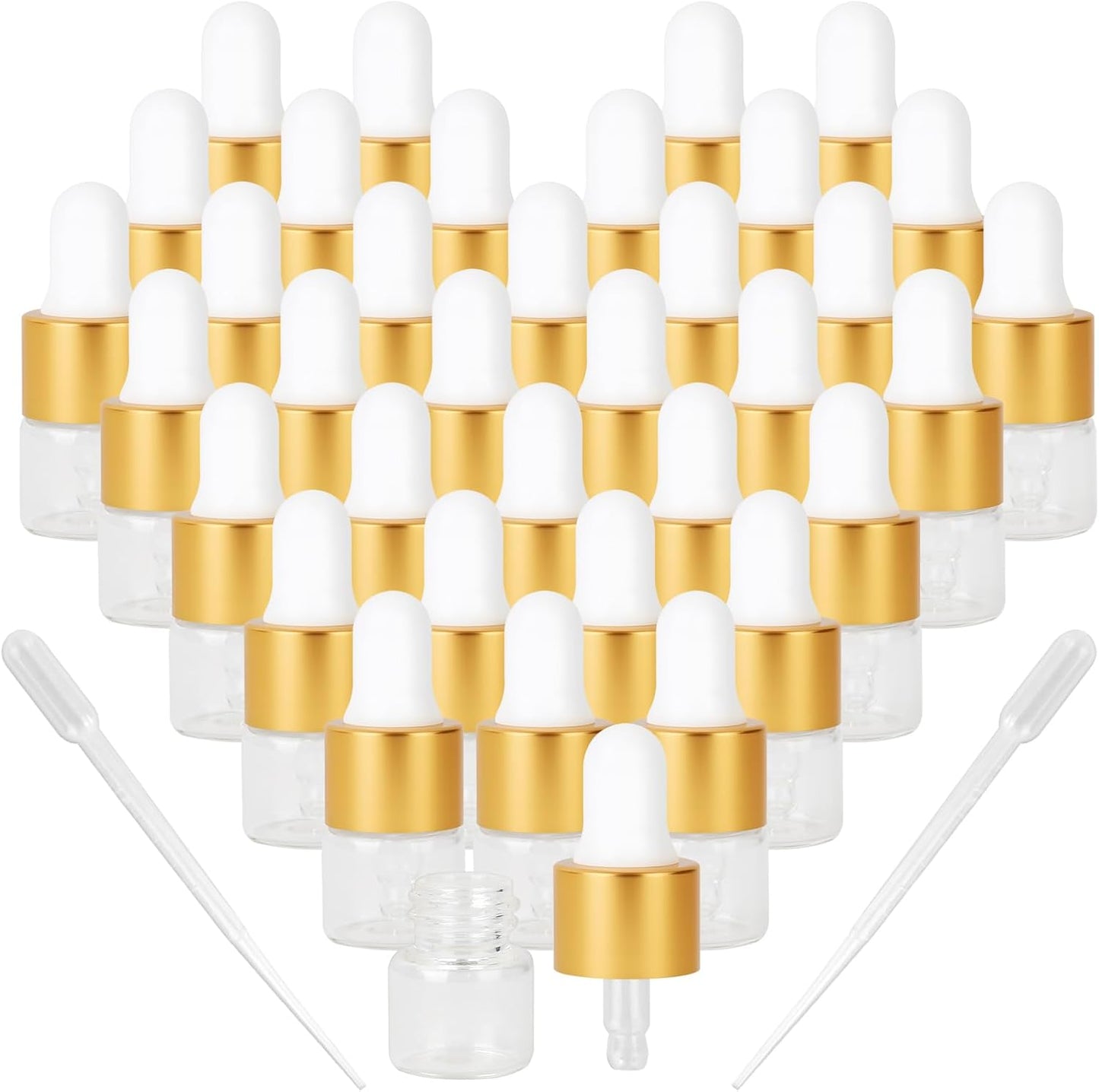 Amber Glass Dropper Bottles - 1ml Serum Travel Containers | Ideal for Essential Oils, Tinctures, & Cosmetics