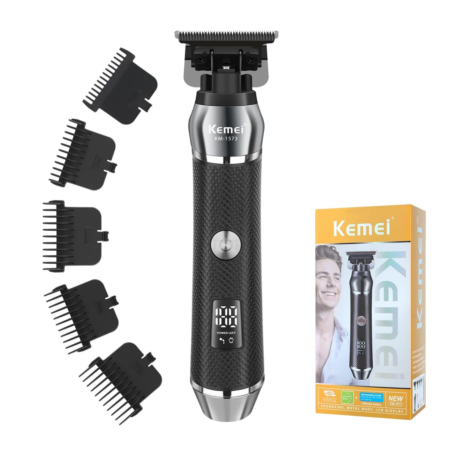 KEMEI Cordless Professional Hair Clippers for Men, Rechargeable Barber Clippers and Trimmers for Cutting, Electric Hair Tools, Gifts for Men