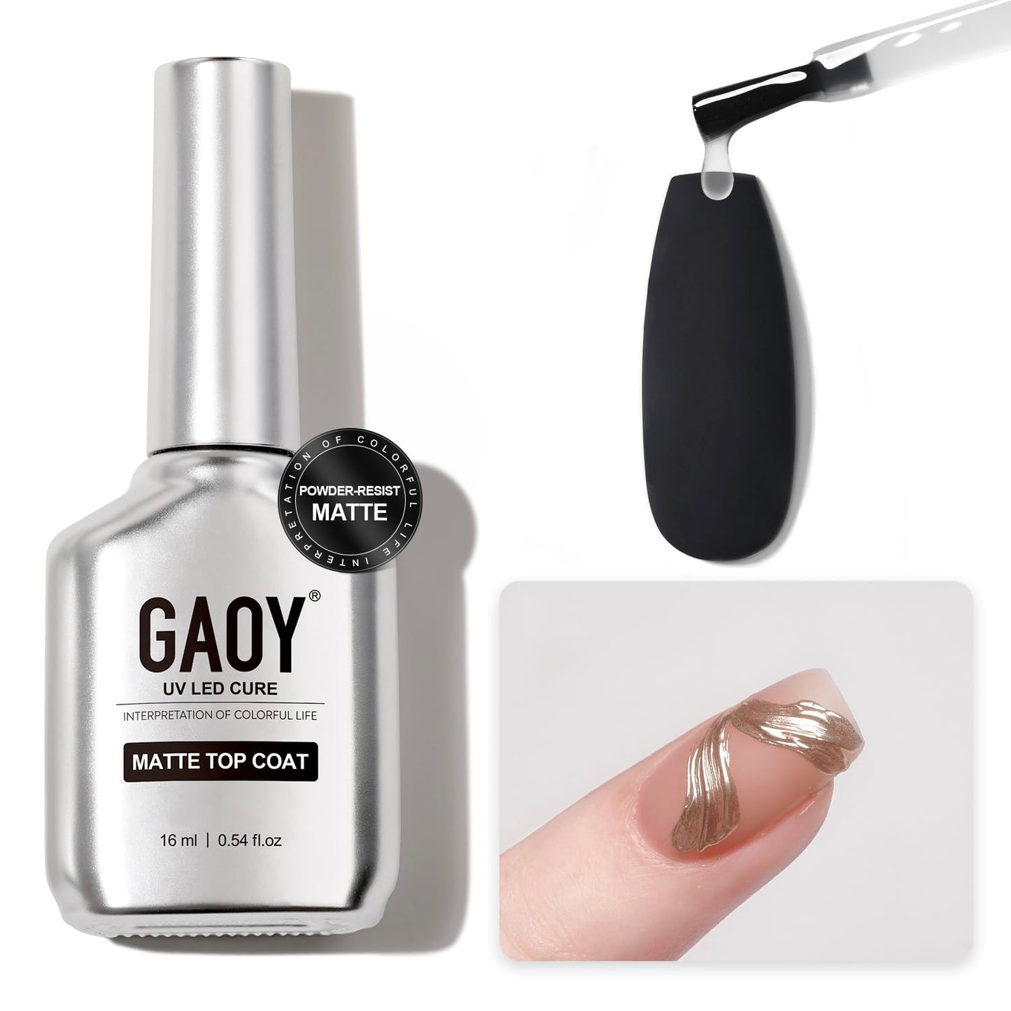 Matte Gel Top Coat - 16ml Powder-Resist Finish for Chrome Nail Art | Long-Lasting UV Gel
