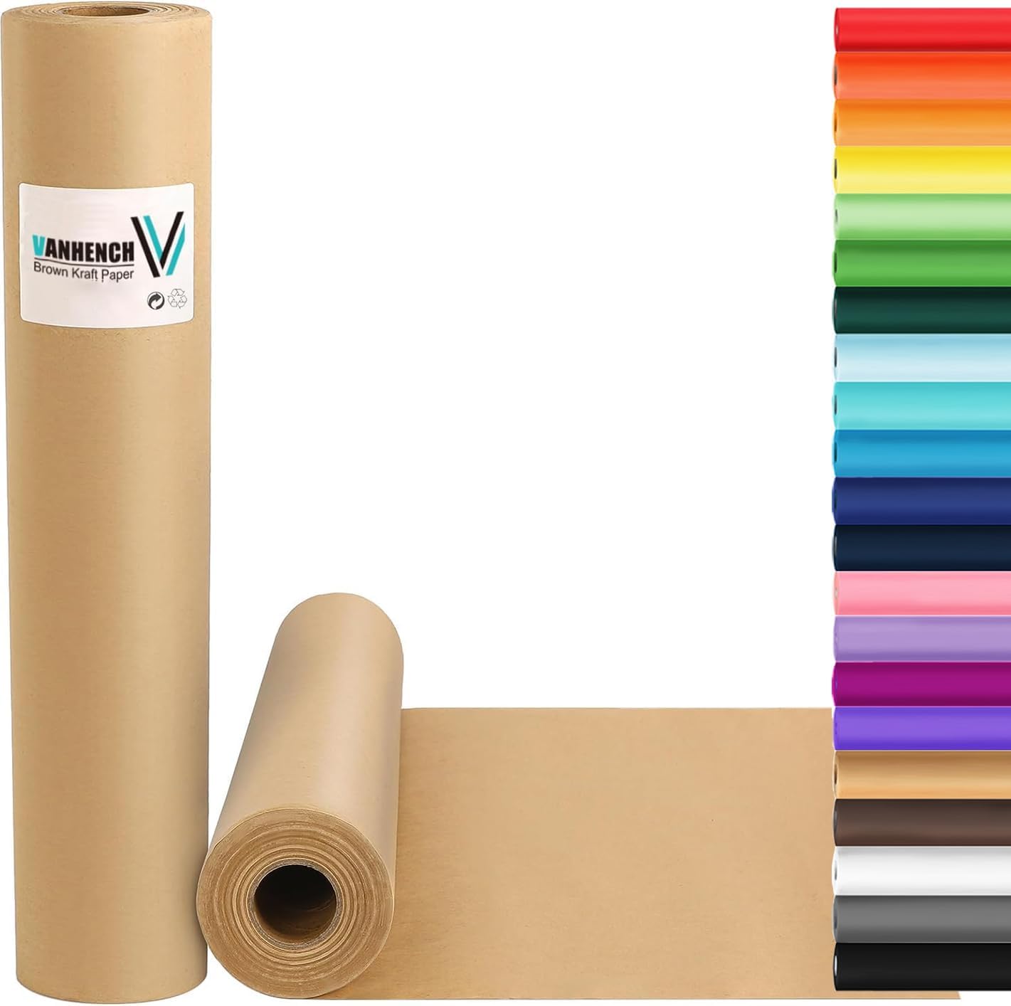Brown Wrapping Paper Roll - Craft Kraft Packing Paper 17.5"x1200" for Gifts, Arts, & Moving Supplies | 70GSM
