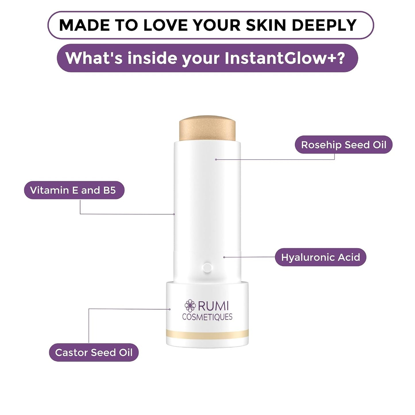 InstantGlow+ 4-in-1 Highlighter Stick for Older Women - Radiant Glow & Nourishing Formula | Vanilla