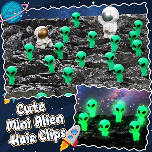 30 Pcs Glow in the Dark Alien Hair Clips - Quirky Rave Hair Accessories