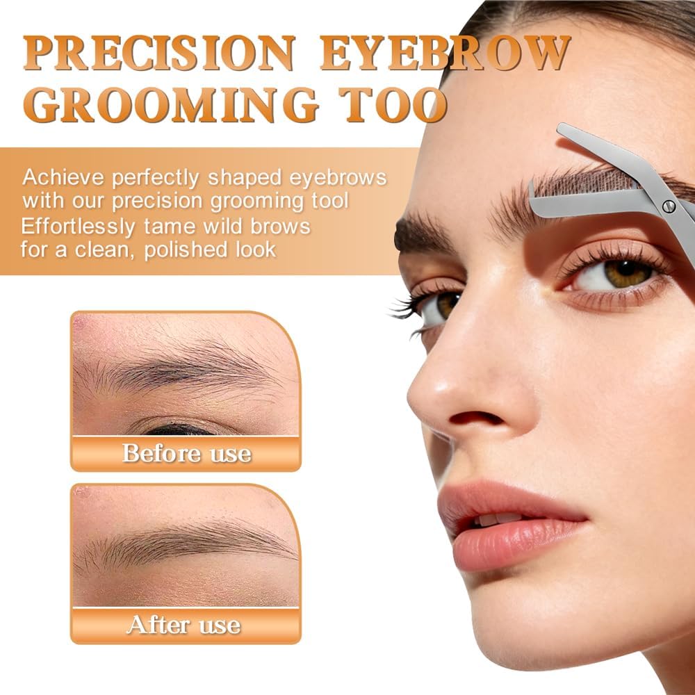 Precision Eyebrow Scissors - Professional Stainless Steel Grooming Tool for Facial Hair & Eyebrow Shaping | Unisex Design
