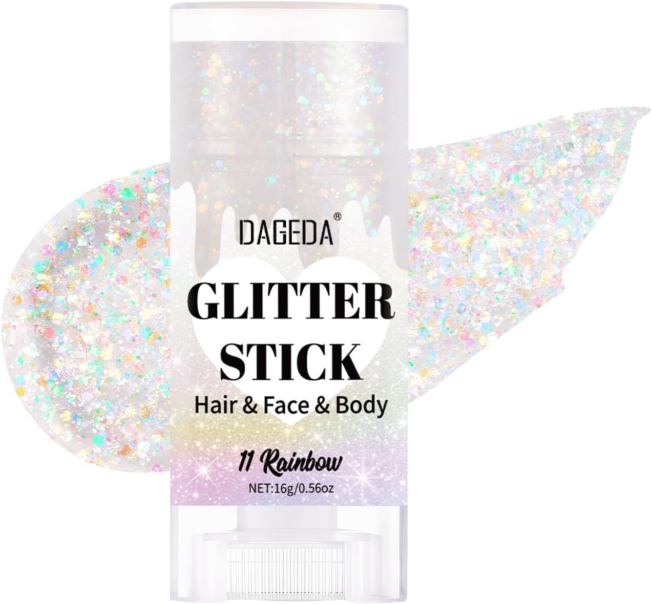 Red White Blue Body Glitter Stick - Sparkly Face Glitter Makeup for 4th of July | Shimmer Face Paint Stick