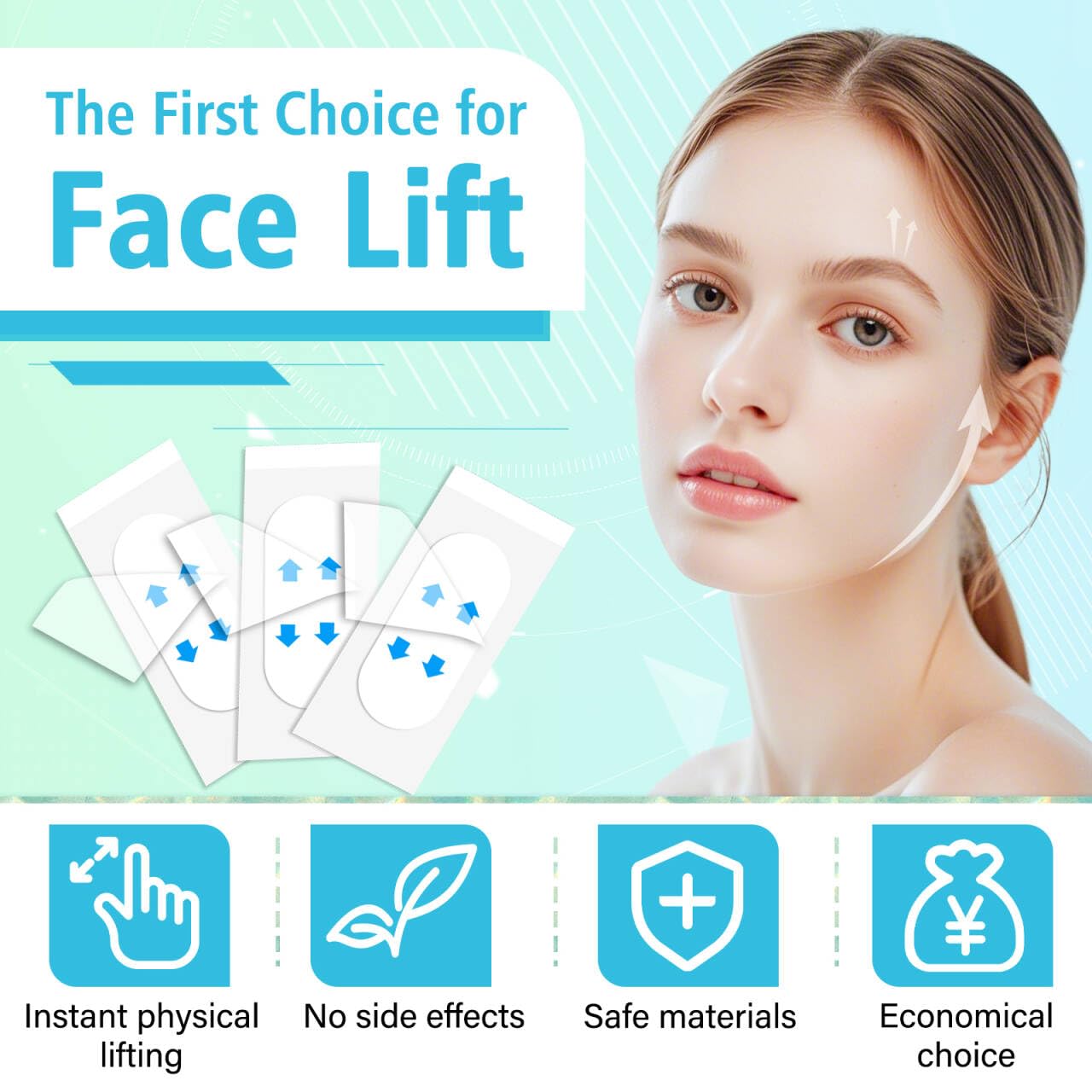 Face Lift Tape,Face Neck Tape Lifting Invisible,168 pcs Instant Facelift Tape for Facial,Turkey Neck Jowls,Eyes Loose Skin,Double Chin,Wrinkles,Sagging Skin Tightening,V-Edge Face Necks Less Strip