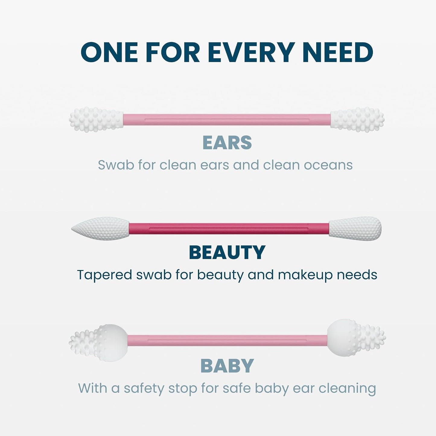 Reusable Q-Tips for Makeup - Precision Silicone Cotton Swabs for Eyeliner & Mascara | Eco-Friendly, Washable, Travel Case - Red