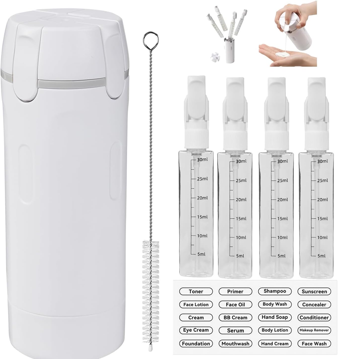 Travel Toiletry Dispenser Set - 4 Pack 30ML Refillable Leak-Proof Bottles for Shampoo & Shower Gel | Green
