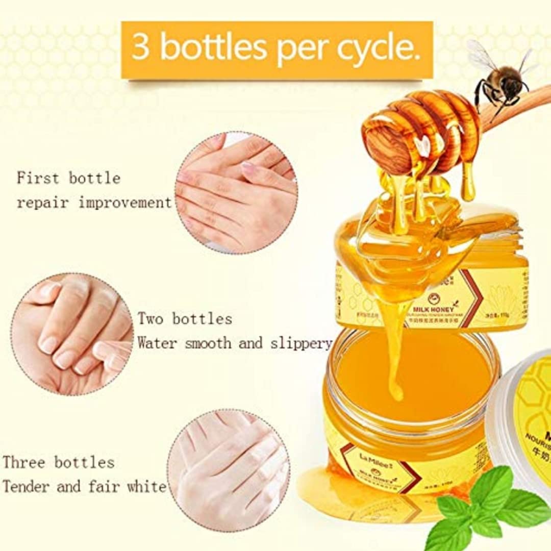 La Milee Hand Mask Milk Honey Peel Off Hand Wax Moisturizing Hydrating Nourishing Exfoliating Hand Film Hands Care paraffin110g