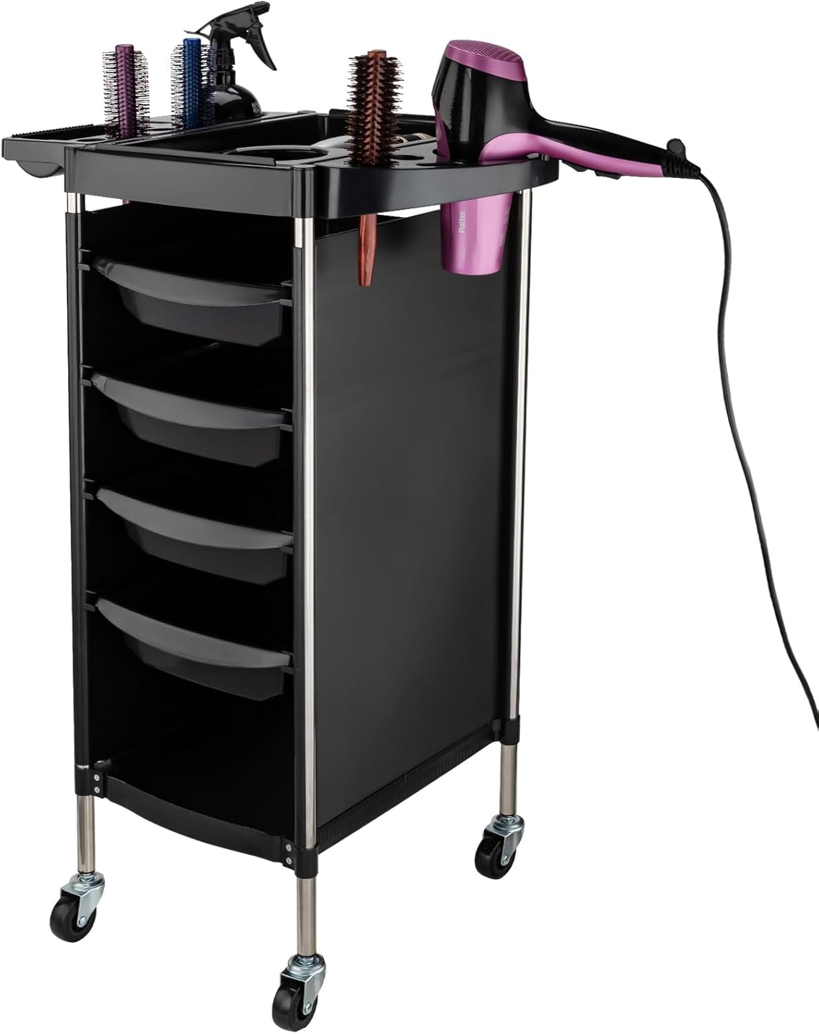 Hair Salon Storage Cart - 6-Layer Rolling Trolley with Wheels | Space-Saving Barber Station for Stylists & Beauty Professionals