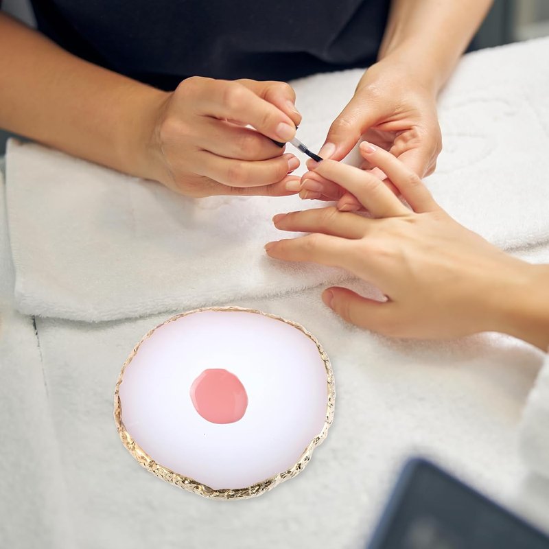 Resin Nail Art Palette Set - 2 Pcs Mixed Color Palettes with Gold Edge | Coffee & White Display