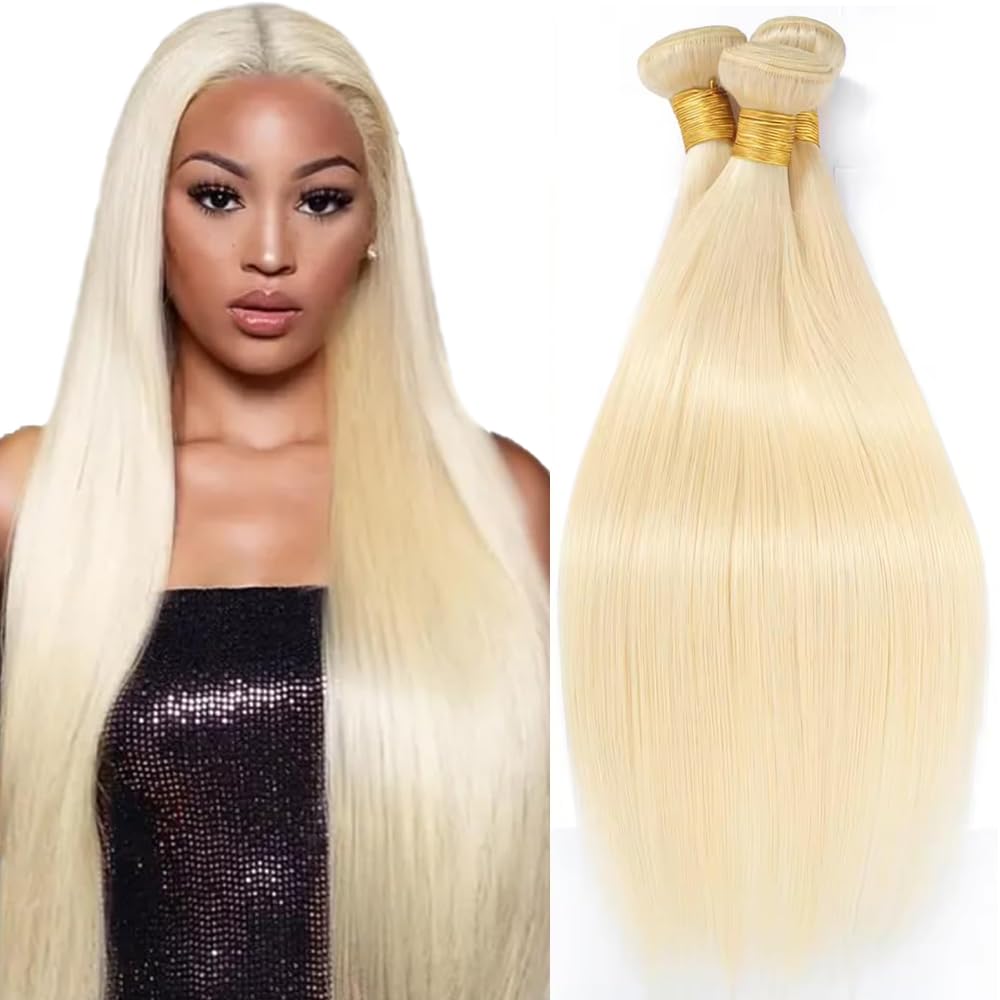 30 32 34 Inch Blonde Bundles Human Hair 613 Straight Bundle Blonde Loose Wave 3 Bundles Brazilian Unprocessed Remy Hair Extensions