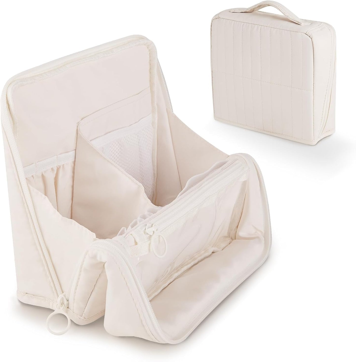 Standing Makeup Bag - Large Capacity Travel Toiletry Organizer with Multiple Compartments | Pink