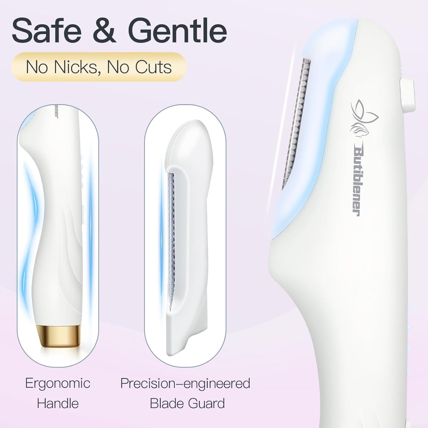 Sonic Dermaplane Razor for Women - Facial Hair Removal Tool with 12 Blades | White & Gold Accent
