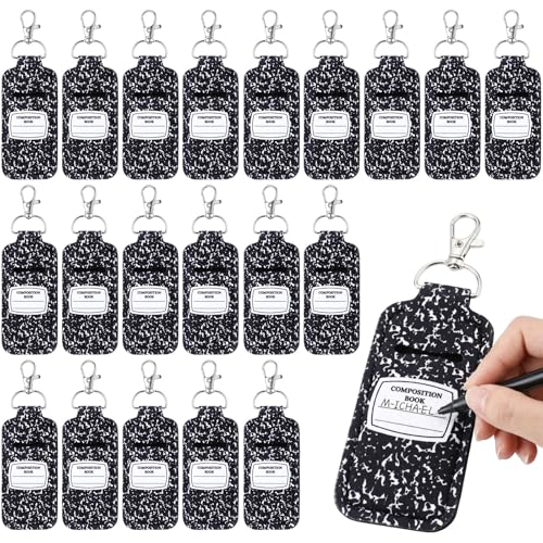 Abbylike Composition Book Lipstick Holder Keychain with Hook for Women & Teachers