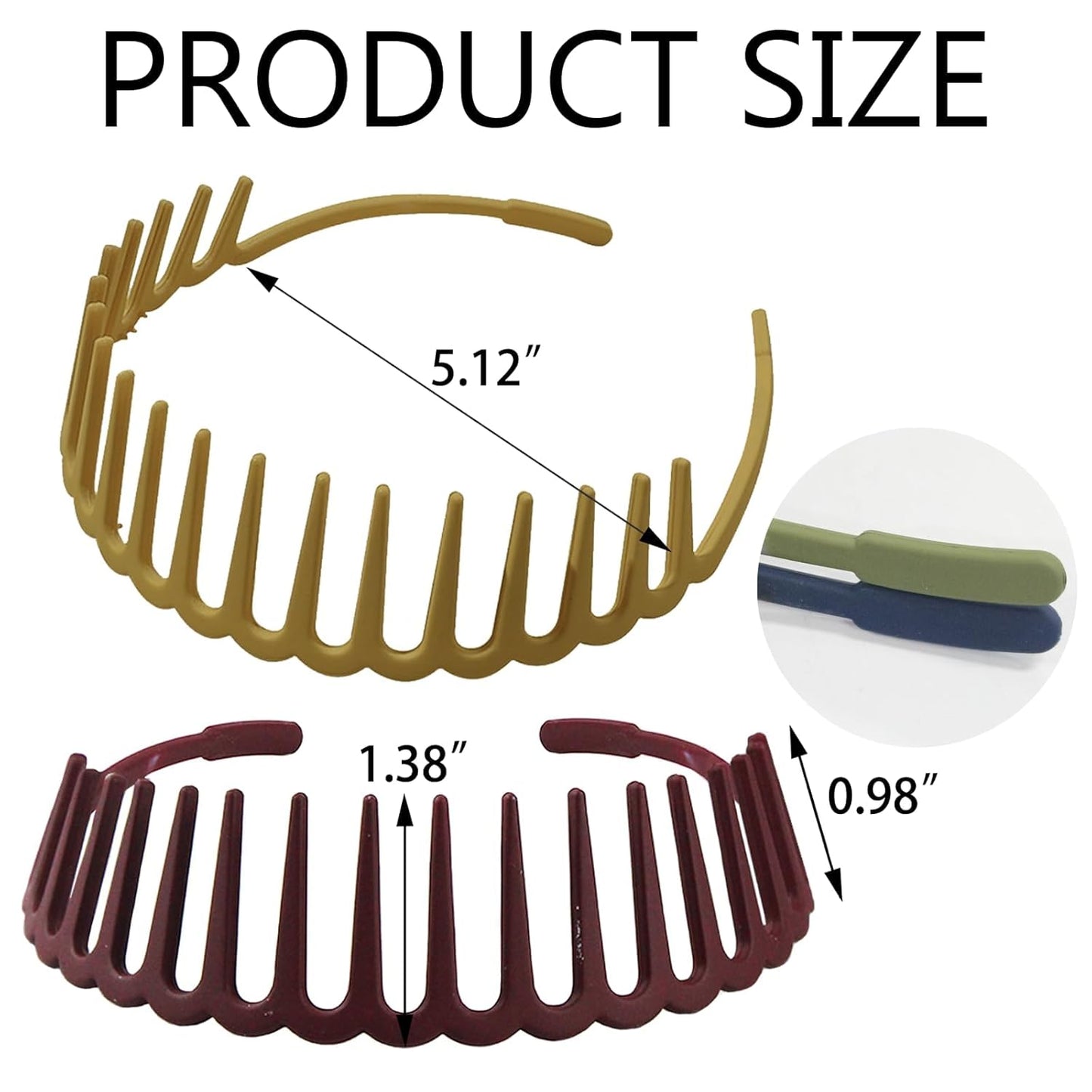 Zig Zag Headbands for Women & Girls - 8 PCS Shark Teeth Non-Slip Plastic Hair Bands | Clear 90s Style
