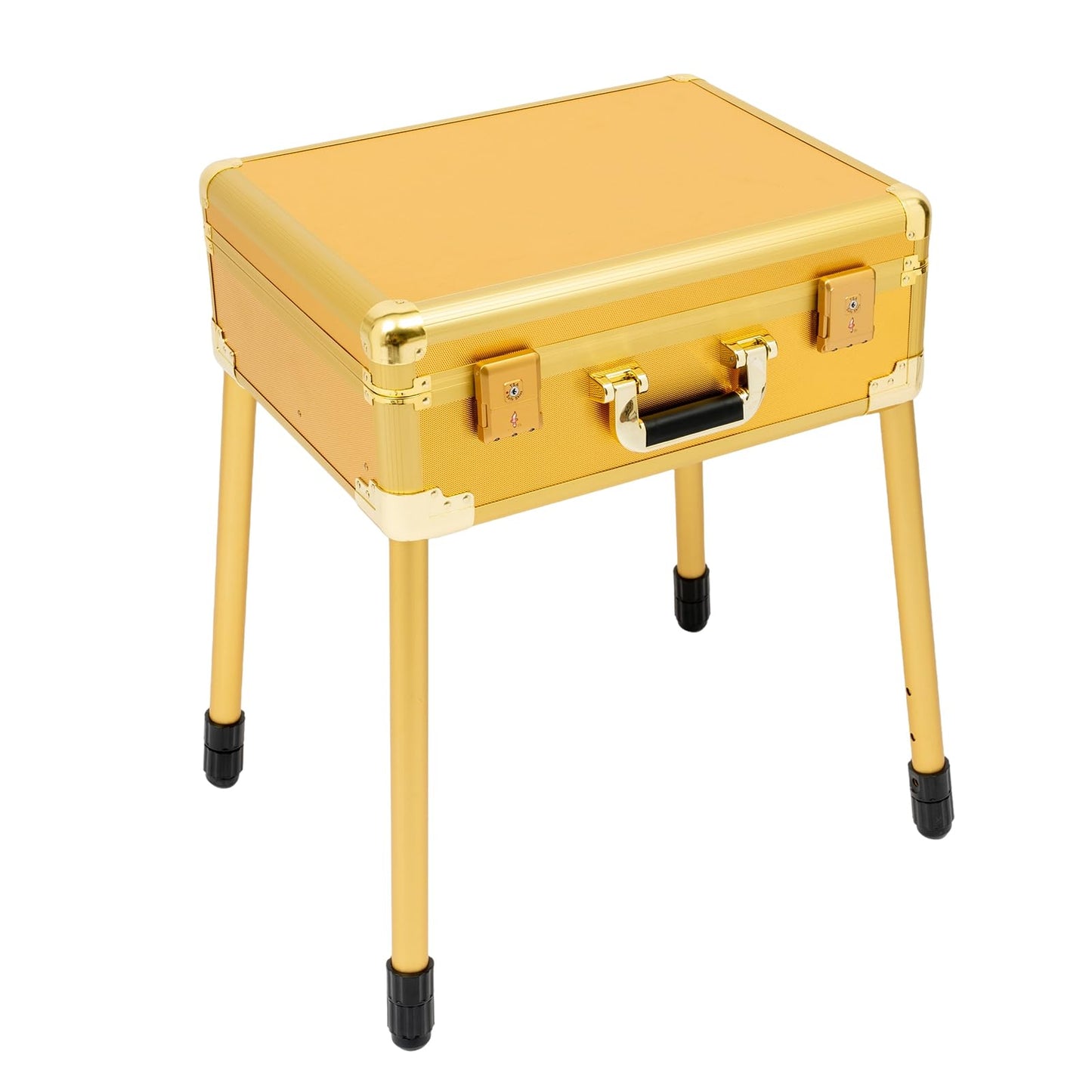 DUSNDULR Mobile Barber Station, 18.11-31.5in Adjustable Height Professional Barber Case Hair Stylist Toolbox with Support Legs & Lock for Barbershops