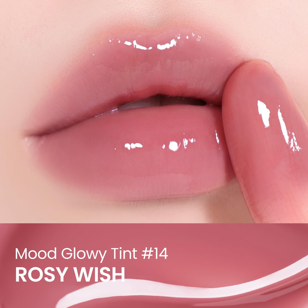 Peripera Mood Glowy Tint | Watery Glow Finish, Buildable Fresh Color, Long-Lasting Stain | Lightweight & Non-Sticky | K-Beauty Lip Tint, Safe for Sensitive Lips (14 ROSY WISH)