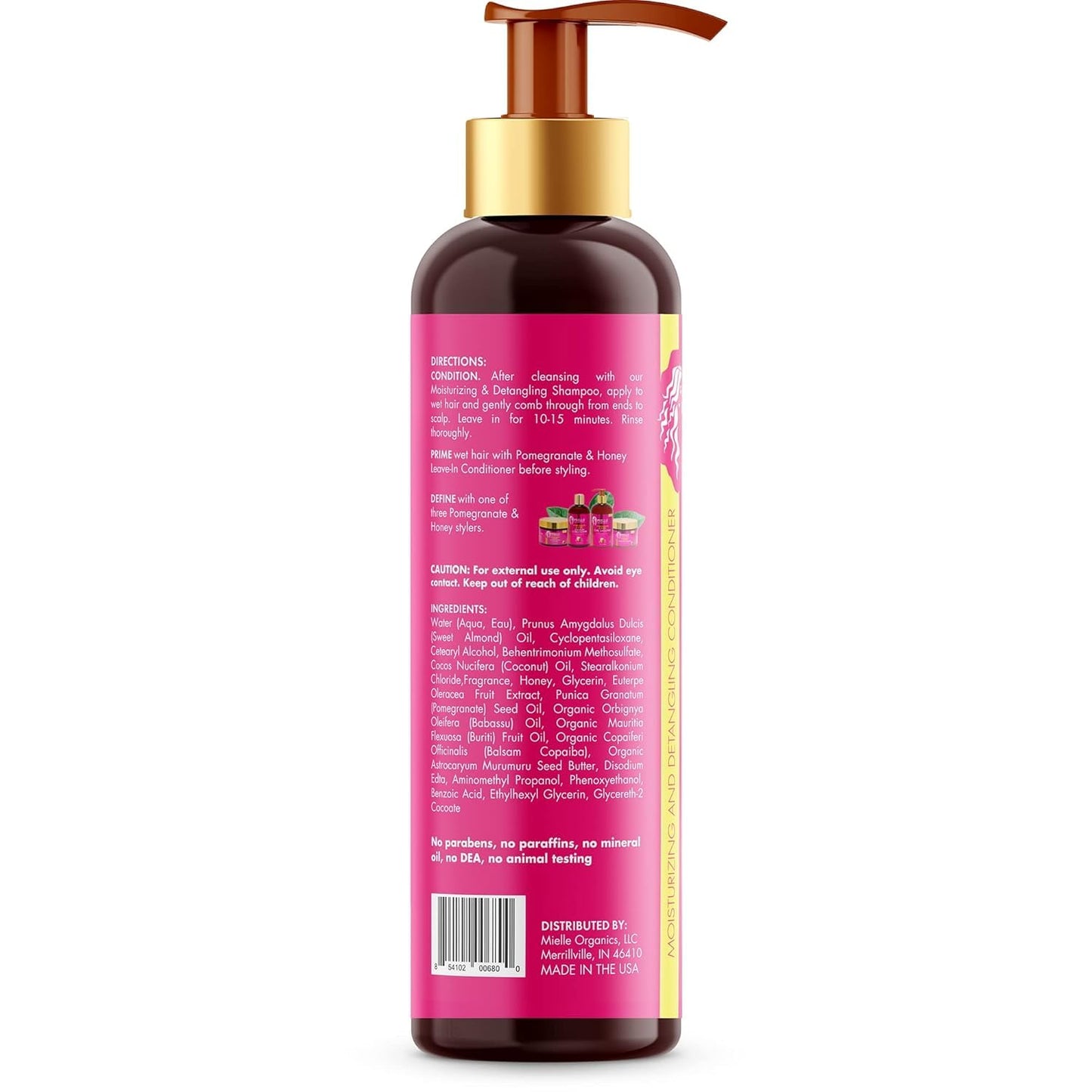Mielle Organics Pomegranate & Honey Detangling Conditioner - Deep Moisturizing Formula for Curly Hair | Strengthens & Hydrates (12 Fl Oz)