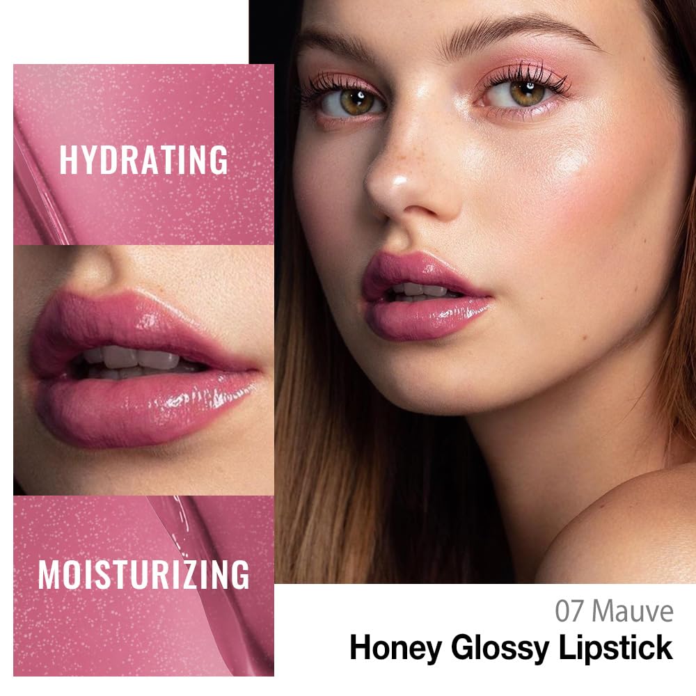 evpct Mauve Honey Lipstick Tinted Lip Balm, Moisturizing Tinted Lip Oil Stick Lipstick for Older Women, Sheer Lightweight Hydrating Nourishing Shine Tinted Lip Balm Color Gloss Tint Stain, 07 Mauve