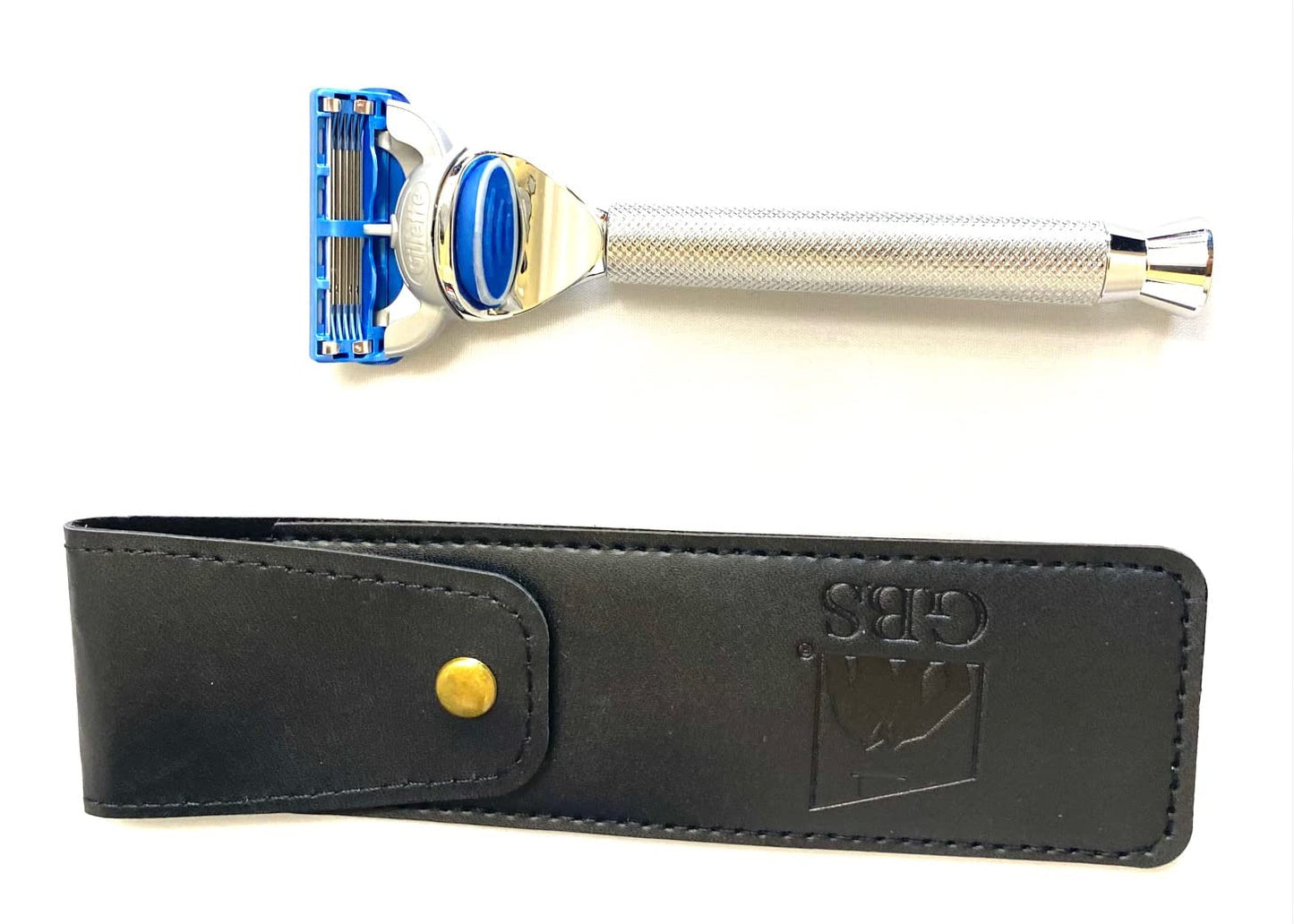 G.B.S 5 Blades Compatible Razor with Chrome Handle, Case and Styptic Powder