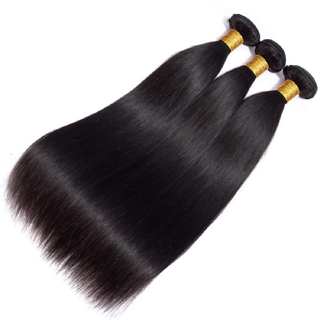 Straight Human Hair Bundles 14 16 18 Inch Natural Black Color Peruvian Virgin Hair 3 Bundles/150g Straight Bundles Double Weft Human Hair Extensions