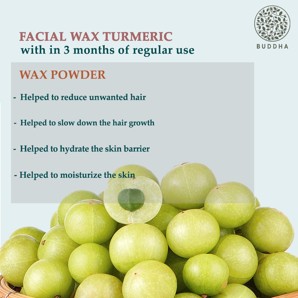 Buddha Natural Facial Wax Powder with Turmeric (50 Gram, 1.7 oz) - Painless Natural Face Hair Removal Waxing Powder, Instant Quick Solution