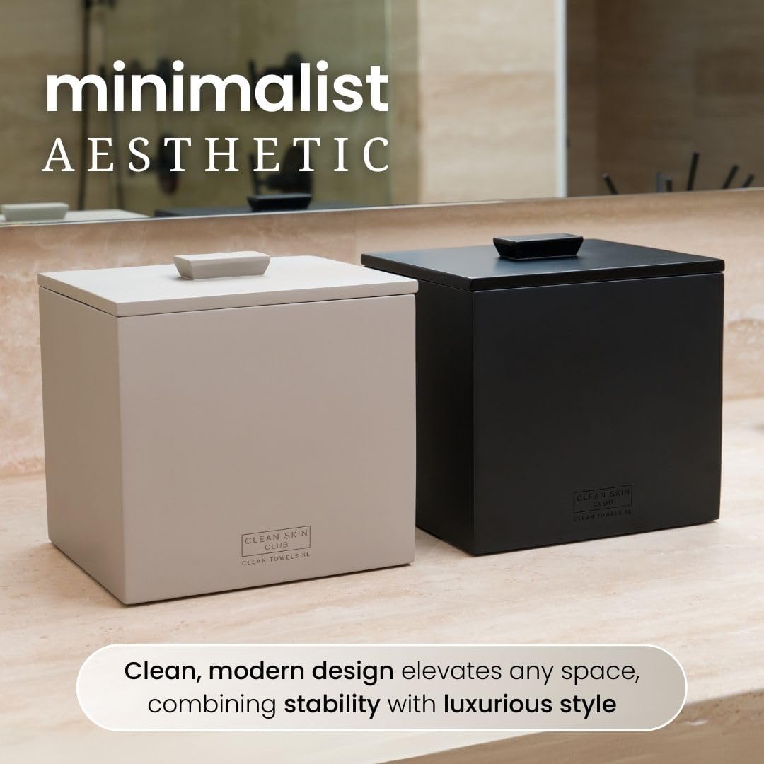 CLEAN SKIN CLUB Cement Box - XL Storage for 50 Disposable Towels | Concrete Container for Face Towelettes - Taupe Stone