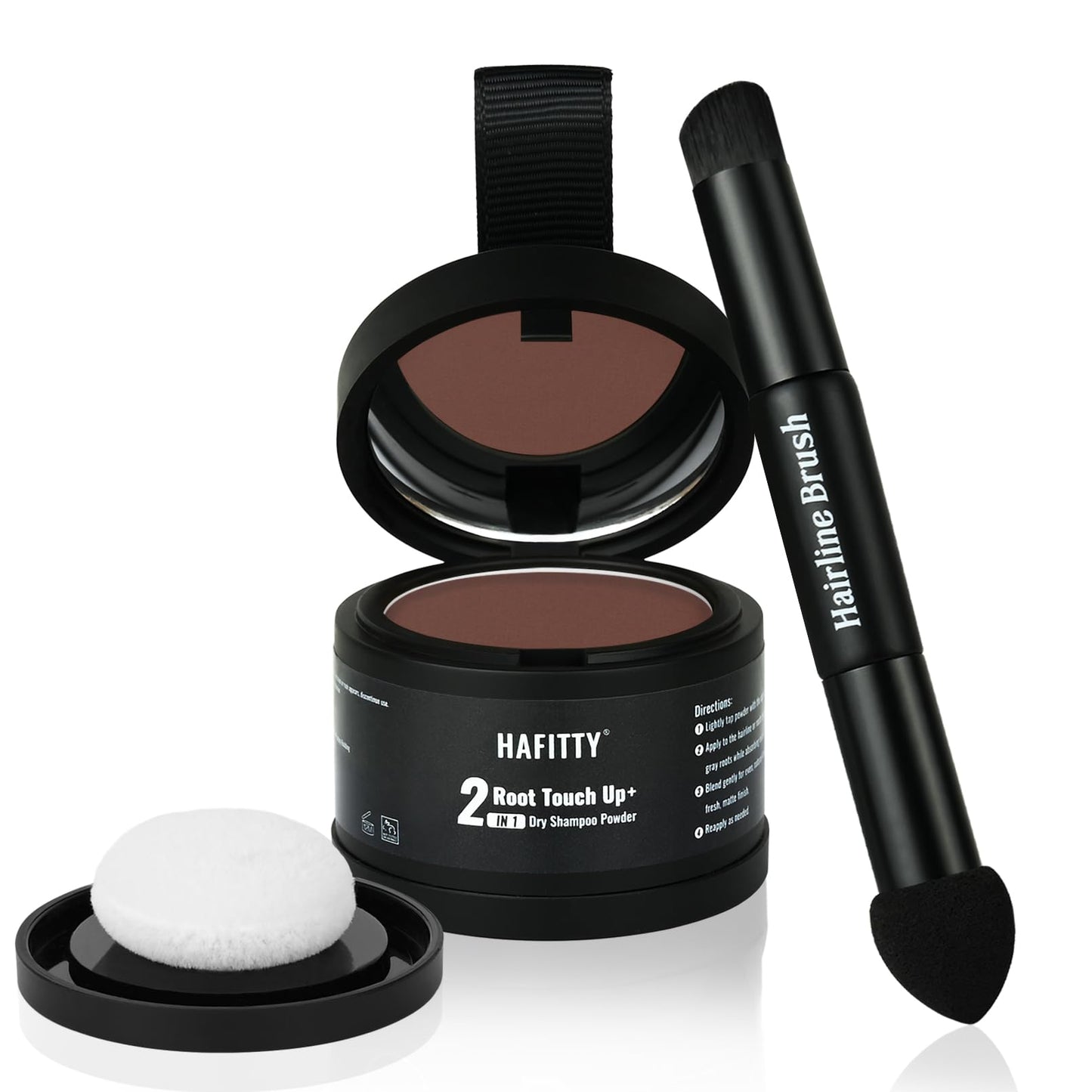 HAFITTY Root Touch Up Powder, Covers Gray Roots & Sparse Hair, Absorbs Excess Oil, All-Day Coverage, Natural Looking Finish, Easy to Apply, Hairline Powder for Women & Men (Hazel Brown)