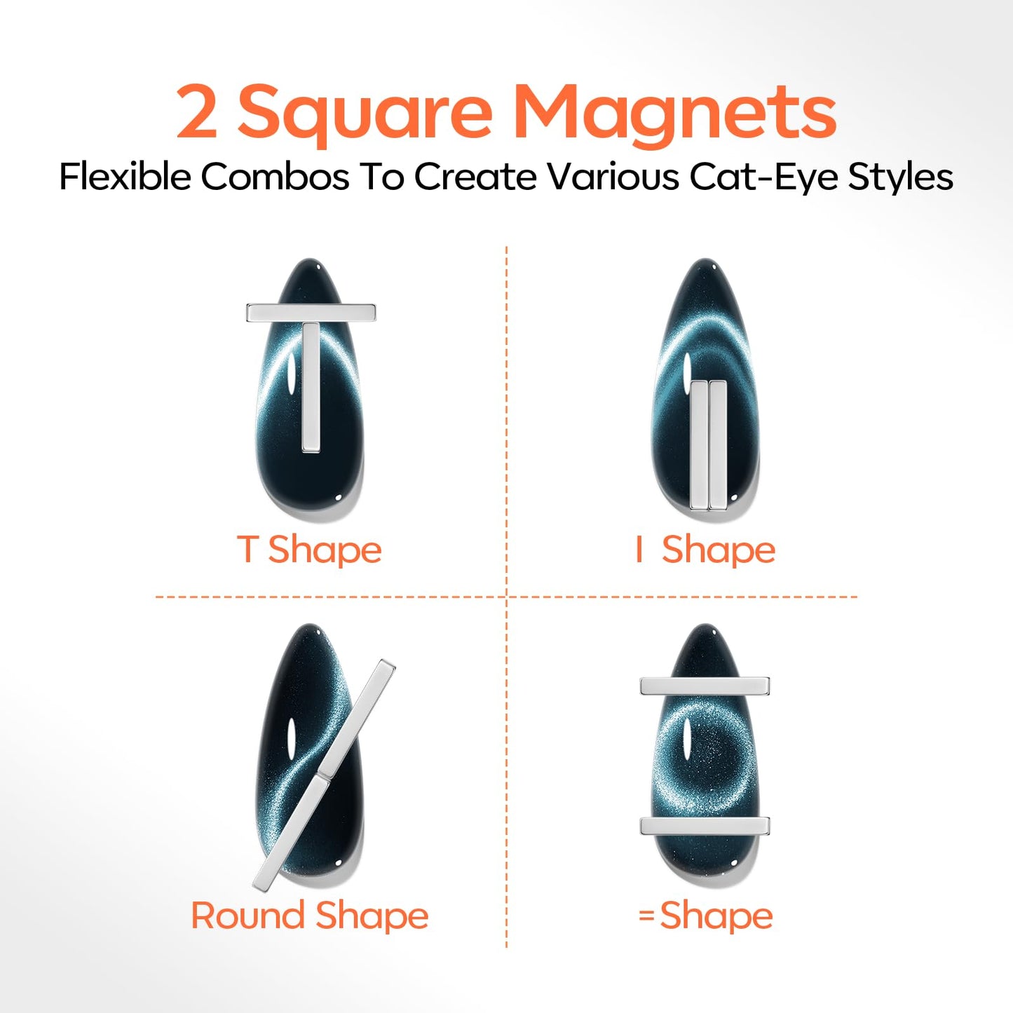 modelones Cat Eye Magnet Set, Heart Nail Art Tool Strong Magnetic Pen Double Head Round Magnets Stick Wand Diverse French Moon Floral Circle Cateye Effect DIY Professional Manicure Gift for Women