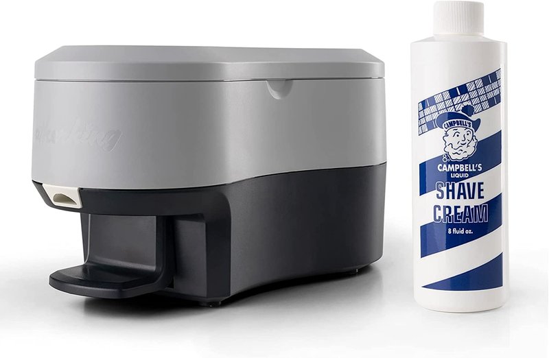 Latherking Campbell’s Next Generation Hot Lather Machine for Barbers, Professional Heated Shaving Cream Dispenser, One-Hand Pump Hot Foam Maker, UL Certified Barber Shop Equipment, Grey